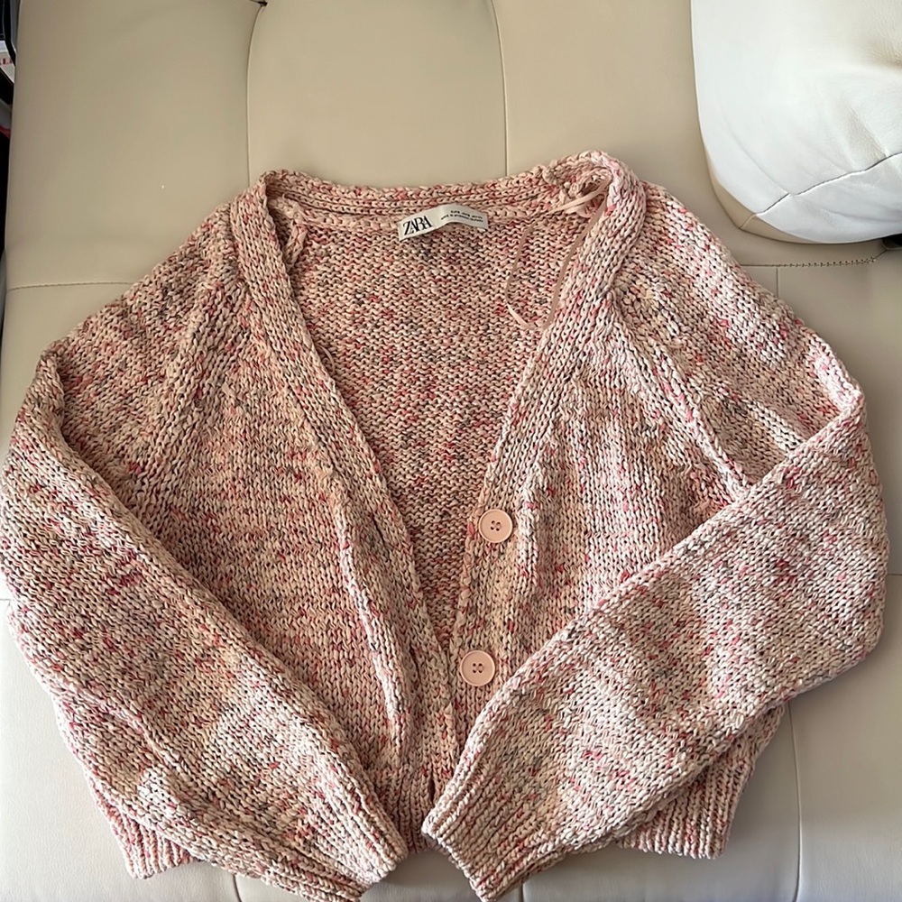 Zara pink cropped cardigan